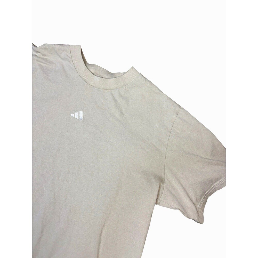 Adidas Cream Beige Embroidered Logo Crewneck Sweatshirt T-Shirt Women's Size XL